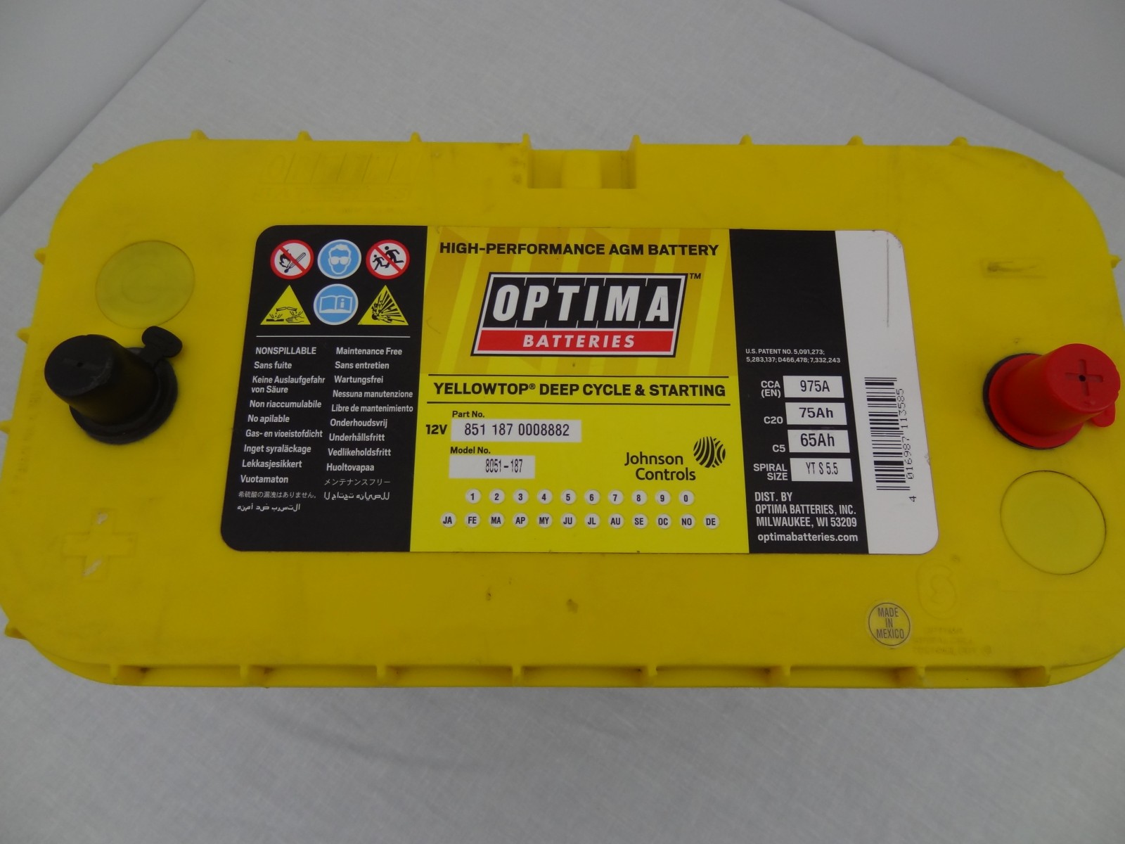 Batterie OPTIMA YELLOWTOP 12V 75Ah YTS 5.5 975AEn